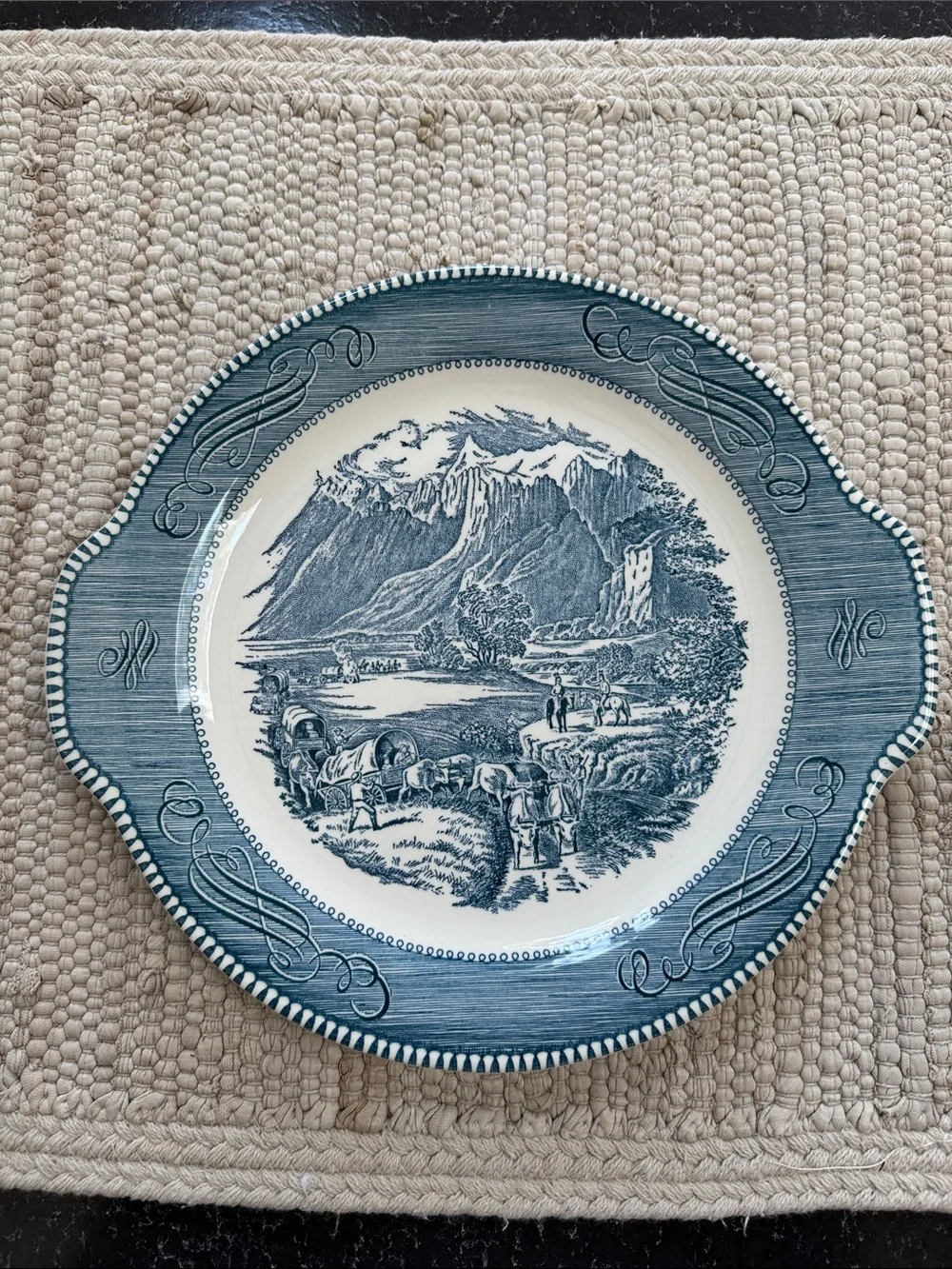 Vintage CURRIER & IVES by Royal China Scenic Transferware Ironstone - Set of 2
